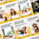 Verschillende covers van boeken waarom het thema slaap terugkomt.