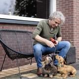 Foto Leon in de tuin met zijn honden